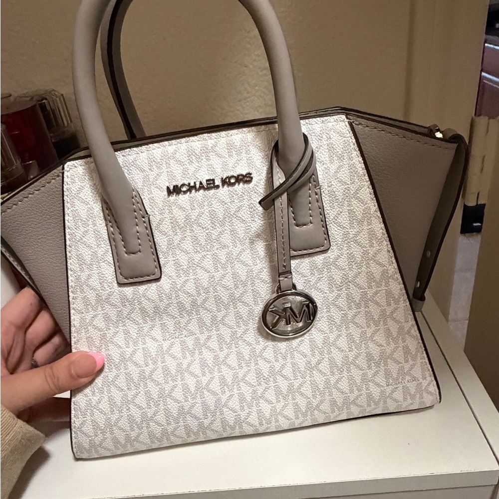 Michael Kors Cream and Gray Satchel